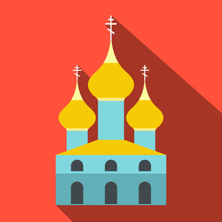 Russian orthodox church flat icon. Single illustration on a red backgroundのイラスト素材