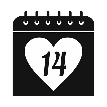 14 February calendar simple icon isolated on white backgroundのイラスト素材
