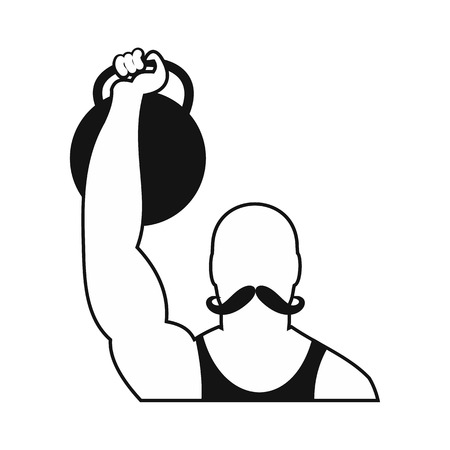 Retro circus athlete simple icon. Strong circus performerのイラスト素材