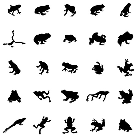 Frog silhouettes set isolated on white backgroundのイラスト素材