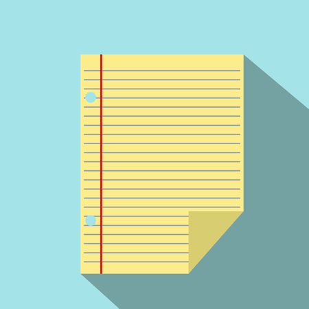 Lined paper of notebook flat icon. Single illustration on a blue backgroundのイラスト素材