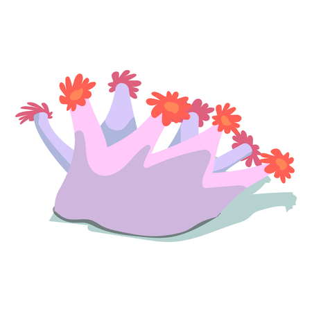 Ocean coral with flowers cartoon illustration isolated on a whiteのイラスト素材