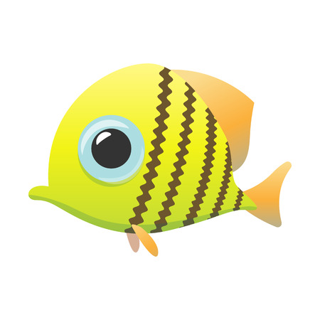 Yellow cute fish cartoon icon isolated on a whiteのイラスト素材