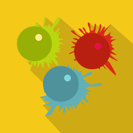 Paintball balls with splashes icon. 3 exploding balls splashing around with paintのイラスト素材
