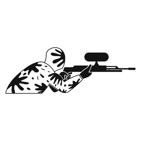 Paintball player with gun simple icon isolated on white backgroundのイラスト素材
