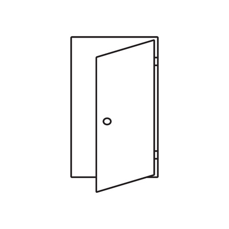 Door line icon, thin contour on white backgroundのイラスト素材