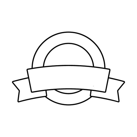Label with ribbon line icon, thin contour on white backgroundのイラスト素材