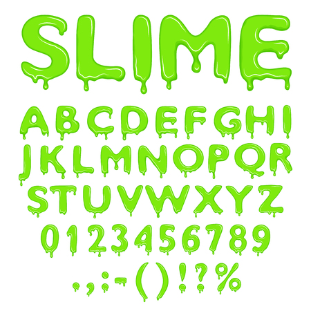 Slime alphabet, numbers and symbols isolated on white backgroundのイラスト素材