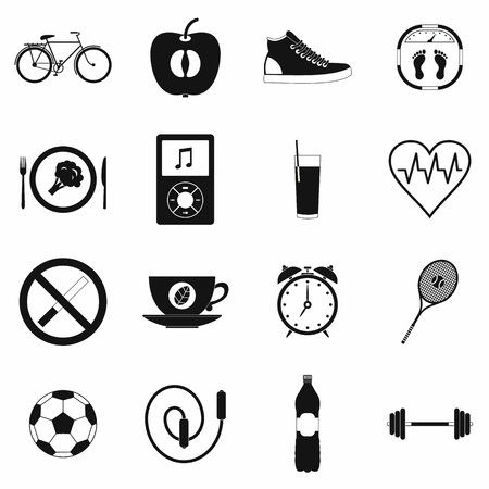 Healthy life style simple set isolated on white backgroundのイラスト素材