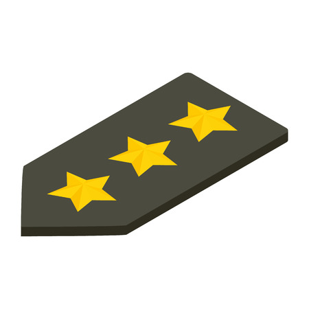 Shoulder straps with three stars isometric 3d icon. Military ranksのイラスト素材