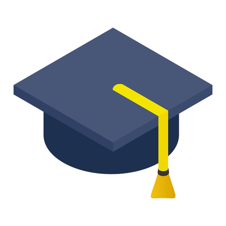 Graduate cap isometric 3d icon. Single illustration isolated on a whiteのイラスト素材