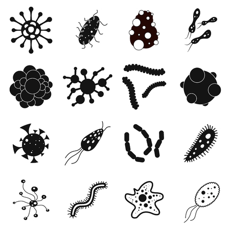 Virus simple icons set isolated on white backgroundのイラスト素材