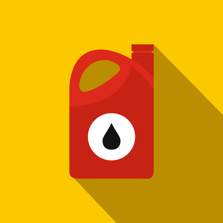 Plastic oil canister flat icon with shadow on orange backgroundのイラスト素材