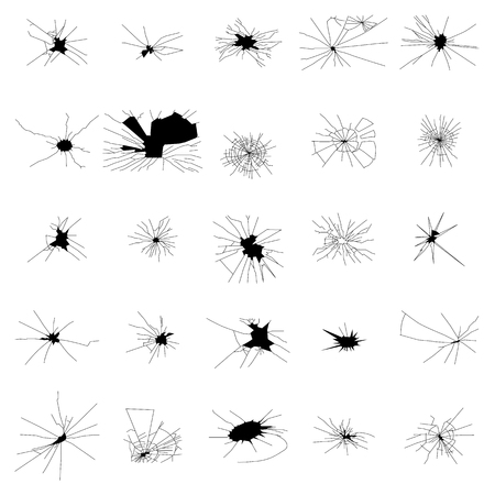 Broken glass silhouettes set isolated on white backgroundのイラスト素材