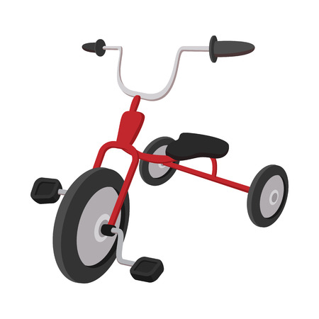 Children red tricycle cartoon icon on a white  backgroundのイラスト素材