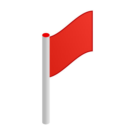 Red flag 3d isometric icon isolated on white backgroundのイラスト素材