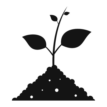 Sprout in the ground black simple icon on a white backgroundのイラスト素材