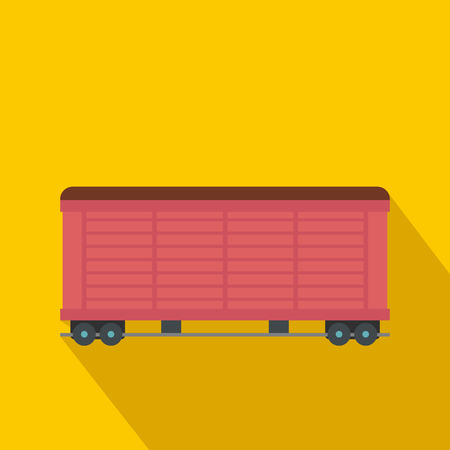 Train cargo wagon flat icon on a yellow backgroundのイラスト素材