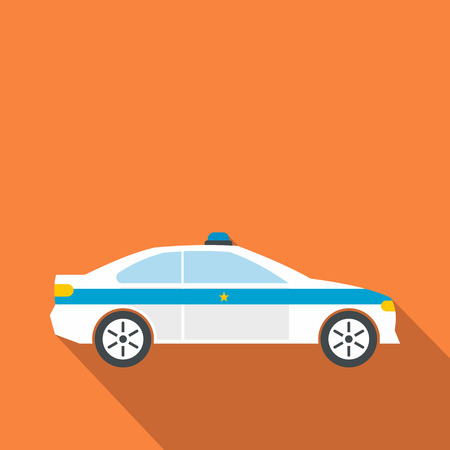 Police sedan flat icon on a orange backgroundのイラスト素材