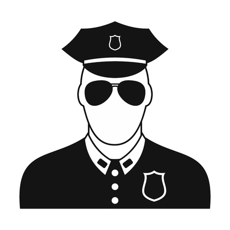 Policeman black plain icon. Simple black symbol on a white backgroundのイラスト素材