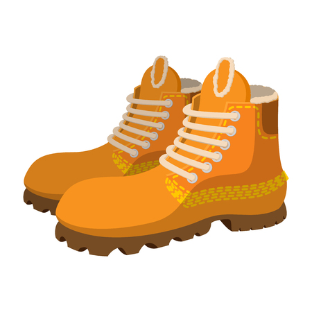 Hipster boots cartoon icon. Yellow boots for men on a white backgroundのイラスト素材