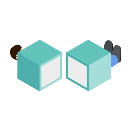 Magician sawing box isometric 3d icon on a white backgroundのイラスト素材