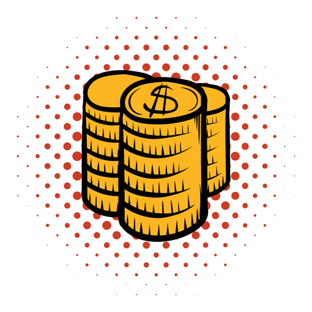 Stack of coins comics icon on a white backgroundのイラスト素材