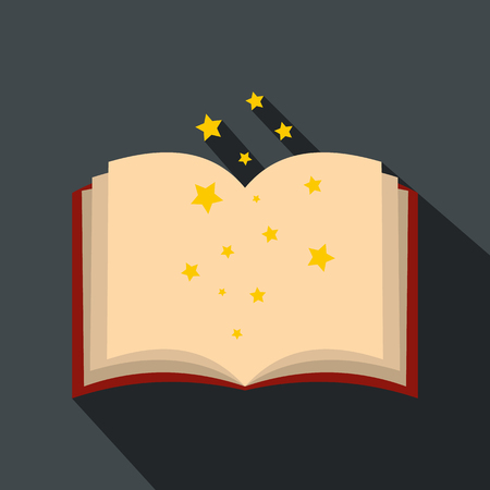 Magic book of spells open flat icon on a grey backgroundのイラスト素材