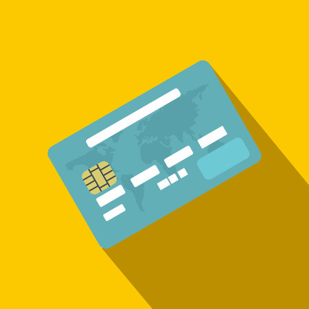 Credit card flat icon on a yellow backgroundのイラスト素材
