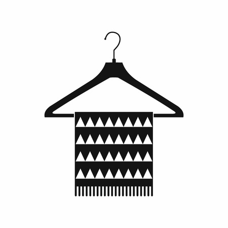 Scarf on coat-hanger black simple icon isolated on white backgroundのイラスト素材