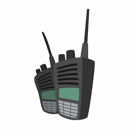 2 military radio set cartoon icon. Shortwave radio transmitter for paintball on a whiteのイラスト素材