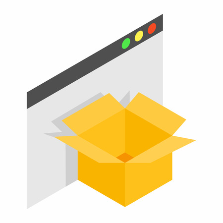 Cardboard box with file isometric 3d icon on a white backgroundのイラスト素材