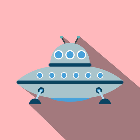 UFO flat icon with shadow for web and mobile devicesのイラスト素材