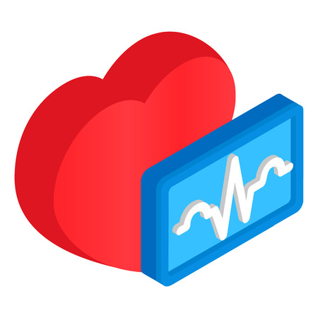 Cardiology heart 3d isometric icon isolated on a white backgroundのイラスト素材
