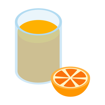 Glass of orange juice 3d isometric icon isolated on a white backgroundのイラスト素材