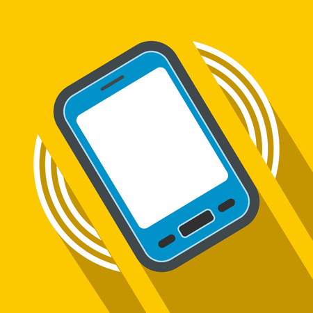 An incoming call to the phone flat icon on a yellow backgroundのイラスト素材