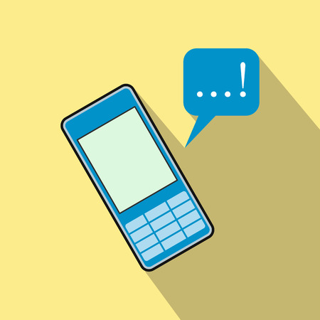 Mobile chatting flat icon on a yellow backgroundのイラスト素材
