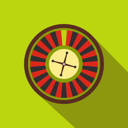 Casino symbol, roulette flat icon on a green backgroundのイラスト素材