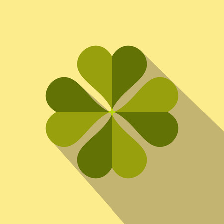 Four-leaf clover flat icon on a yellow backgroundのイラスト素材