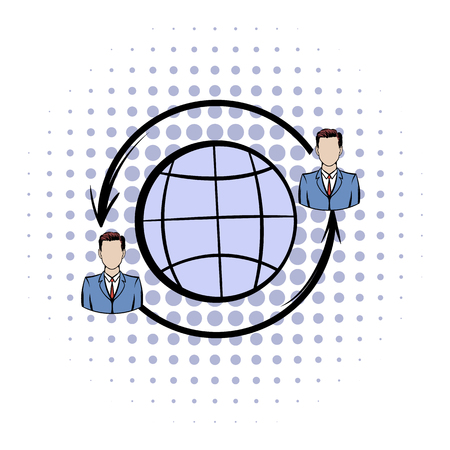 Network connections between people comics icon on a white backgroundのイラスト素材