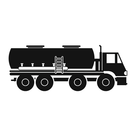Truck with fuel tank black simple icon isolated on white backgroundのイラスト素材
