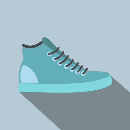 Blue sneakers flat icon on a light blue backgroundのイラスト素材