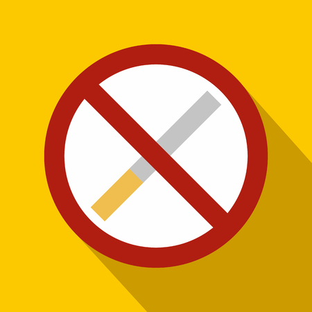No smoking sign flat icon on a yellow backgroundのイラスト素材