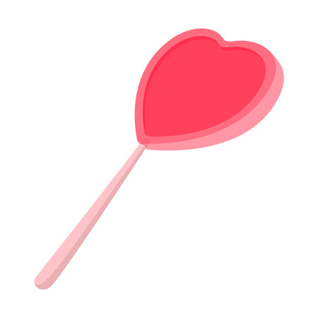 Pink candy on a stick in the form of heart cartoon icon on a white backgroundのイラスト素材