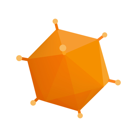Orange virus isometric 3d icon. Orange polyhedron with thorns on a white backgroundのイラスト素材