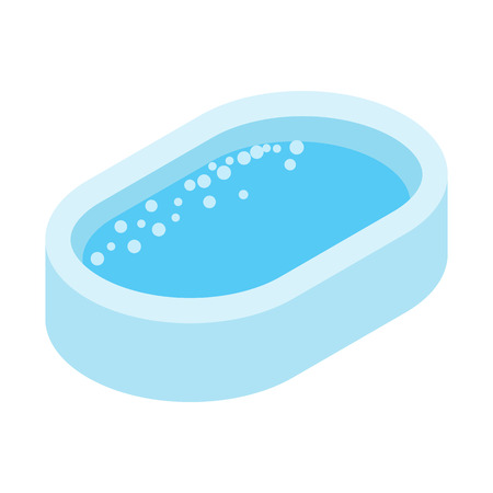 Bath with bubbles 3d isometric icon isolated on a white backgroundのイラスト素材