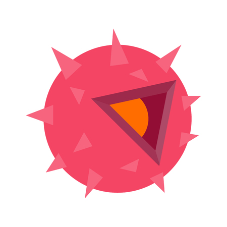 Dangerous virus isometric 3d icon. Pink sphere with thorns on a white backgroundのイラスト素材