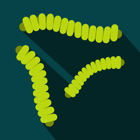 Rod-shaped virus flat icon on a blue backgroundのイラスト素材