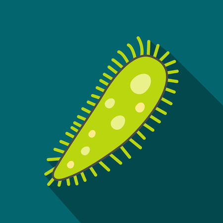 Virus flat icon on a blue background. Biology microorganisms, microbes germs and bacilliのイラスト素材