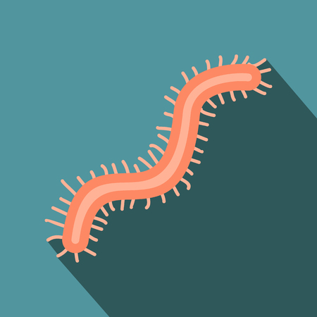Rod-shaped virus flat icon on a blue backgroundのイラスト素材